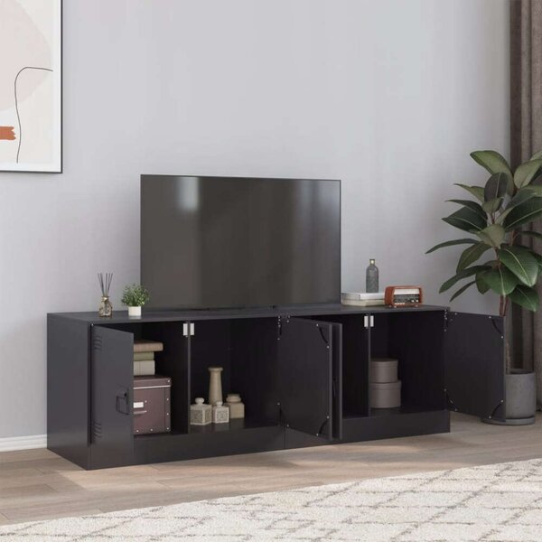 VidaXL Acél TV-szekrény Szett - Fekete - 134x39x44 cm