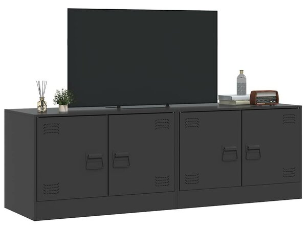 VidaXL Acél TV-szekrény Szett - Fekete - 134x39x44 cm