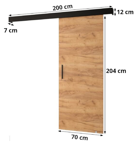 Tolóajtó ezüst fogantyúval SALOME 11 - 70 cm, fekete