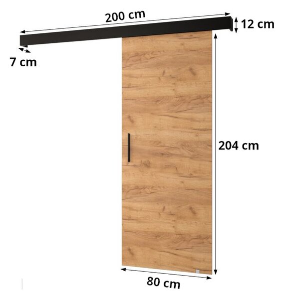 Tolóajtó ezüst fogantyúval SALOME 4 - 80 cm, fekete