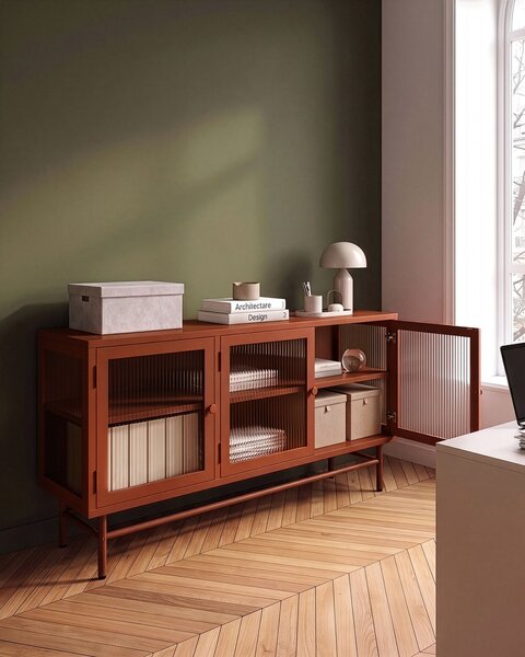 Vitrin DEVON Fém 115 cm Aranybarna