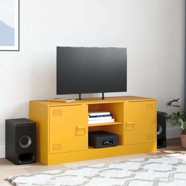 VidaXL TV-szekrény - Acél - Mustársárga - 99x39x44 cm