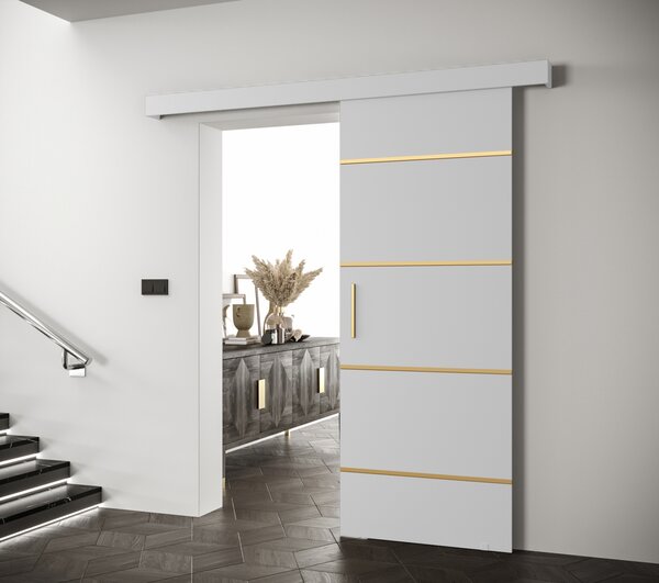 Tolóajtó arany fogantyúval SALOME 4 - 70 cm, fehér
