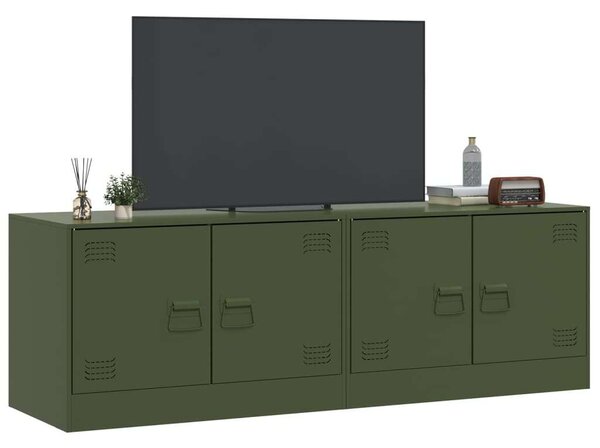 VidaXL Acél TV Szekrény - 2 db - Olívazöld - 67x39x44 cm