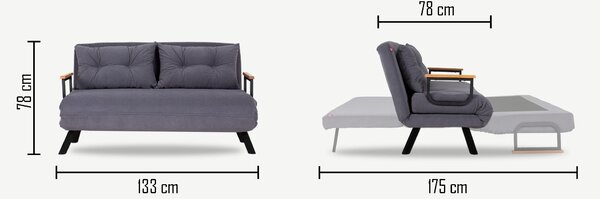 Kanapé futon Sandy (kék)