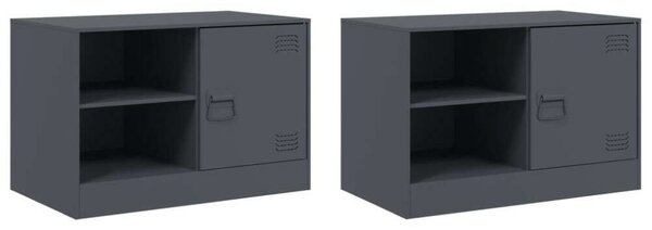 VidaXL 2 db antracitszürke acél éjjeliszekrény 67 x 39 x 44 cm