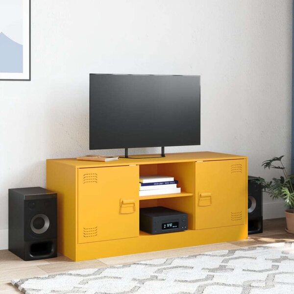 VidaXL TV-szekrény - Acél - Mustársárga - 99x39x44 cm
