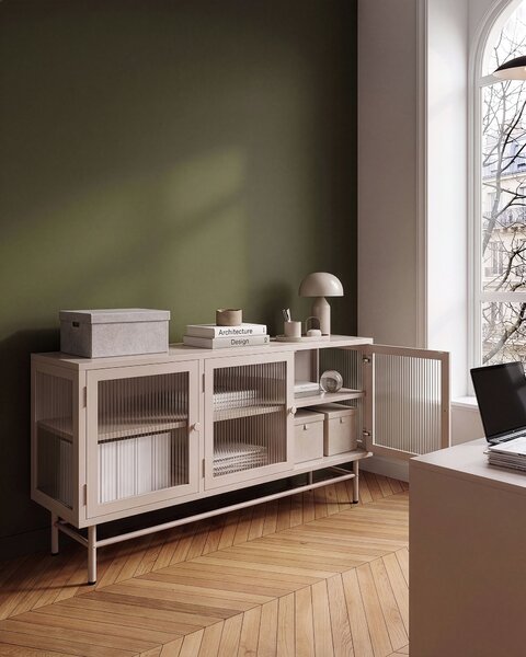 Vitrin DEVON Fém 115 cm Bézs