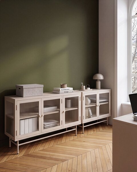 Vitrin DEVON Fém 115 cm Bézs