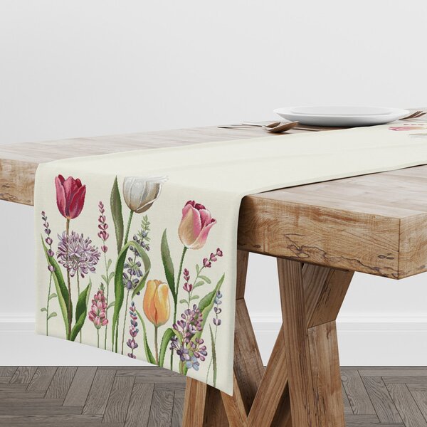 Tavaszi tulipánmező gobelin asztali futó 37x100 cm
