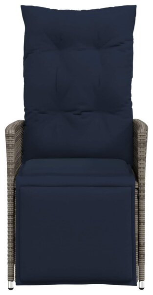 2 db szürke polyrattan dönthető kerti szék párnákkal
