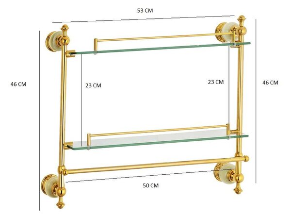 Fürdőszoba polc, TRENDY'S falra szerelhető jade-arany 46 cm X 53 cm