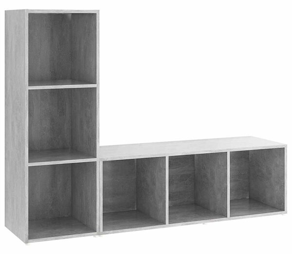 2 db betonszürke szerelt fa TV-szekrény 107 x 35 x 37 cm