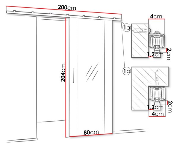CONROE 2 belső tükrös tolóajtó - 80 cm, fehér