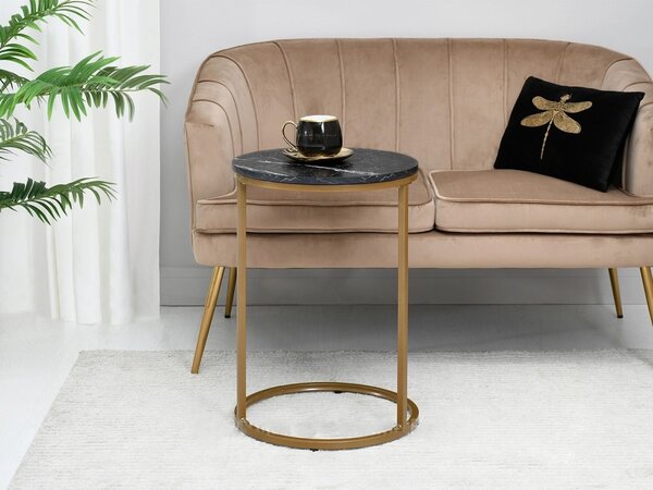 TENOCH dohányzóasztal - arany / fekete márvány