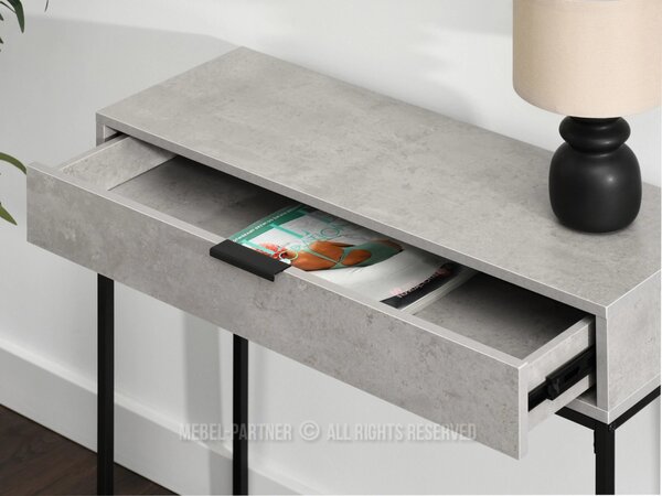 NIRAI konzolasztal fiókkal - beton / fekete