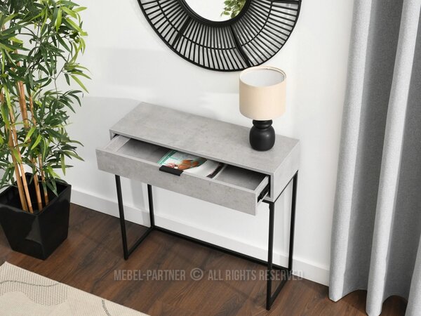 NIRAI konzolasztal fiókkal - beton / fekete