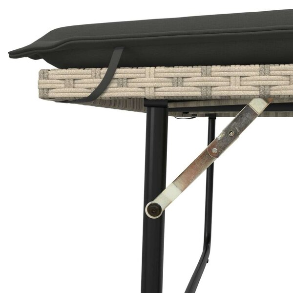 VidaXL világosszürke polyrattan kerti pad párnákkal és lábtartóval