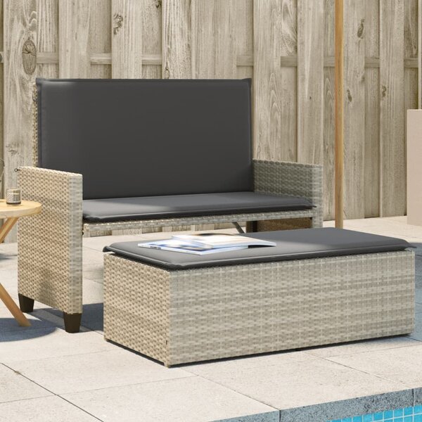 VidaXL világosszürke polyrattan kerti pad párnákkal és lábtartóval