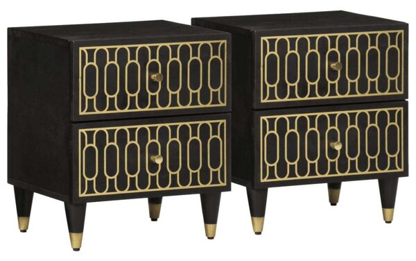 VidaXL Mangófa Éjjeliszekrény szett - 2 db - 40x33x46 cm