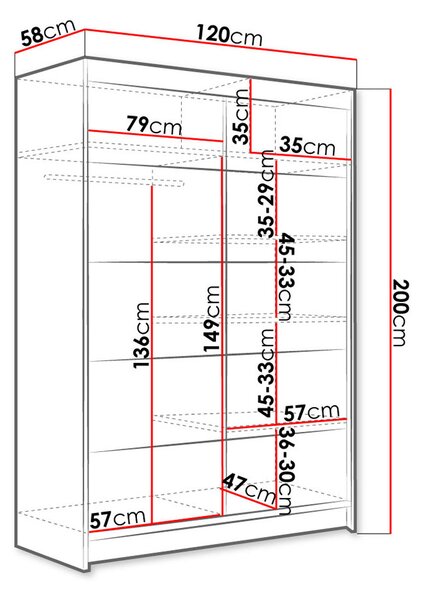 Tolószekrény 120 cm SAMANRE 4 - artisan tölgy / fehér