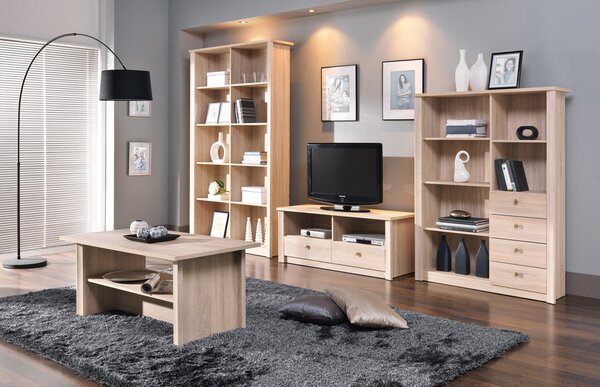 FRIDLEY fiókos vitrinek - sonoma tölgy + INGYENES LED világítás