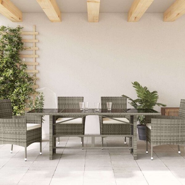 VidaXL Polyrattan Kerti Asztal - Üveglap - 190cm