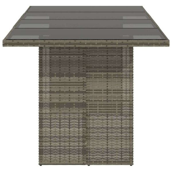 VidaXL Polyrattan Kerti Asztal - Üveglap - 190cm
