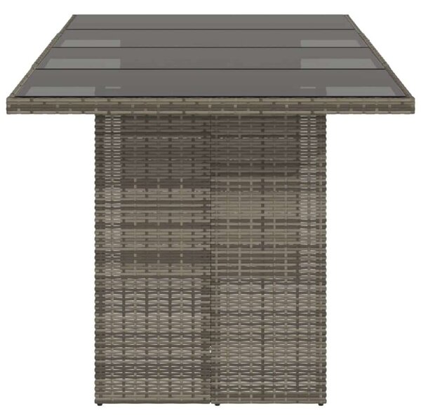VidaXL Polyrattan Kerti Asztal - Üveglap - 190cm