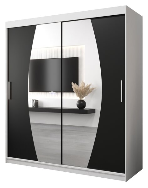 Ruhásszekrény 180 cm Eclipse (matt fehér + matt fekete)