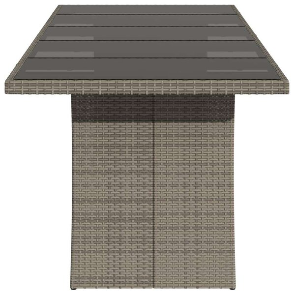 VidaXL Polyrattan Kerti Asztal - Üveglap - 240x90x75 cm