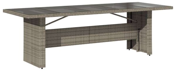 VidaXL Polyrattan Kerti Asztal - Üveglap - 240x90x75 cm
