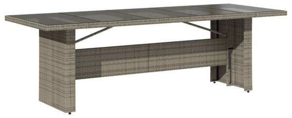 VidaXL Polyrattan Kerti Asztal - Üveglap - 240x90x75 cm