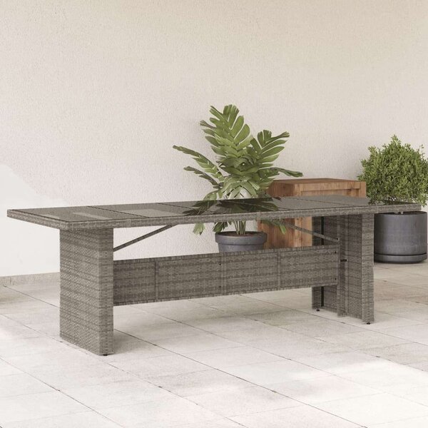 VidaXL Polyrattan Kerti Asztal - Üveglap - 240x90x75 cm