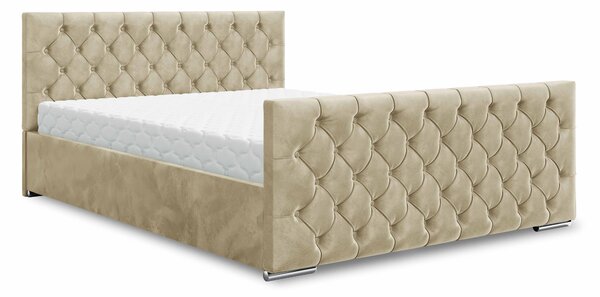 Franciaágy 160 cm Velva (bézs) (ágyráccsal és tárolóhellyel)