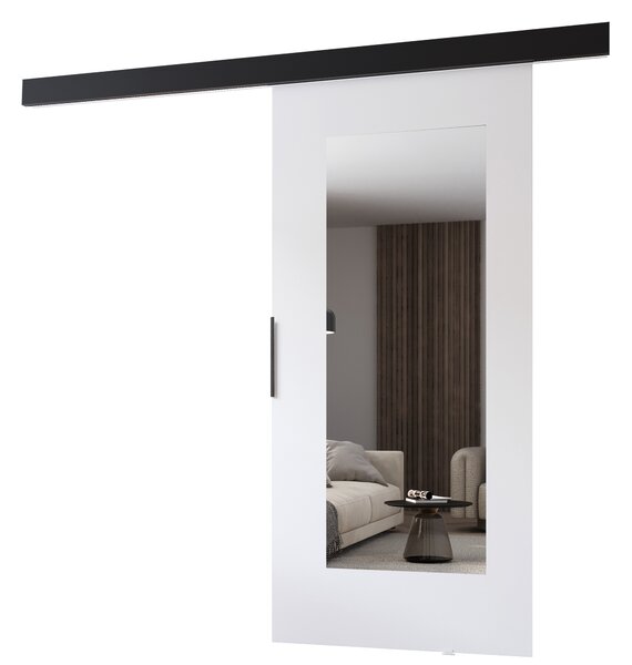 Tolóajtó tükörrel BARRET 19 - 76 cm, fehér / fekete