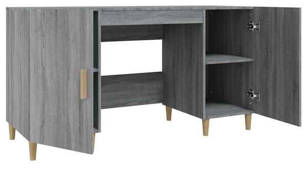 Szürke sonoma színű szerelt fa íróasztal 140 x 50 x 75 cm
