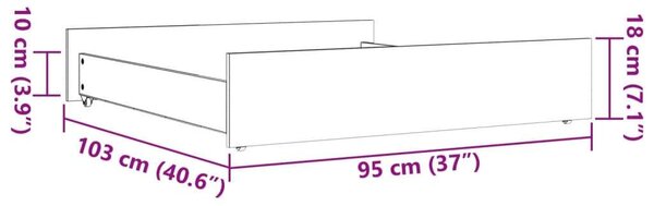 VidaXL Ágyneműtartó Fiók - Tömör Fenyőfa - 2 db - 95x103x18 cm