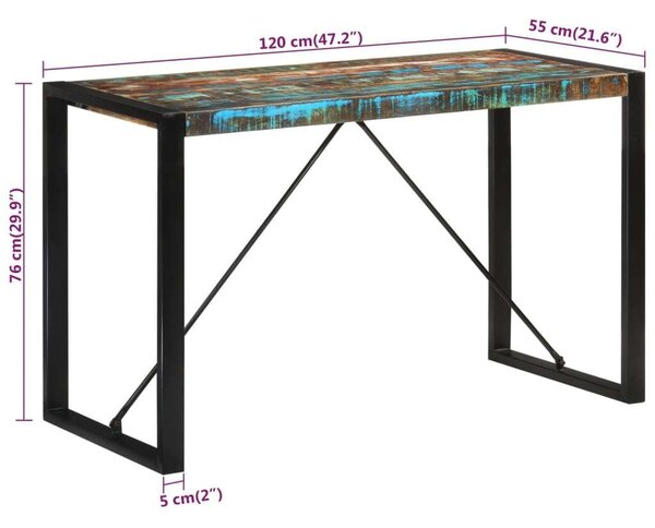 VidaXL Újrahasznosított Fa Étkezőasztal - Ipari Stílus - 120x55x76 cm