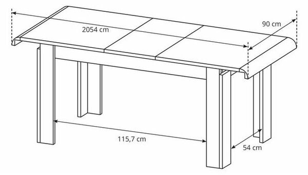 Kihúzható étkezőasztal 145(185)x80 LUVERNE - sonoma tölgyfa