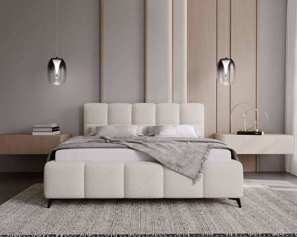 Kárpitozott ágy 160x200 ARMINDA 2 tárolóhellyel - krémfehér