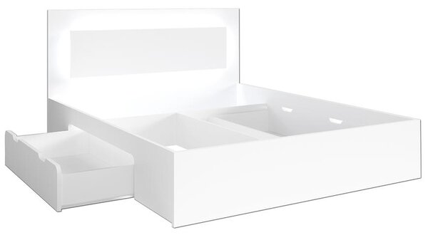 Franciaágy fiókokkal 160x200 DUITAMA - fehér + INGYENES LED világítás