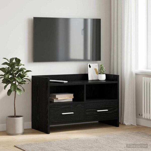 TV szekrény 71,5 x 33 x 47 cm Fekete Tölgy Szerelt Fa