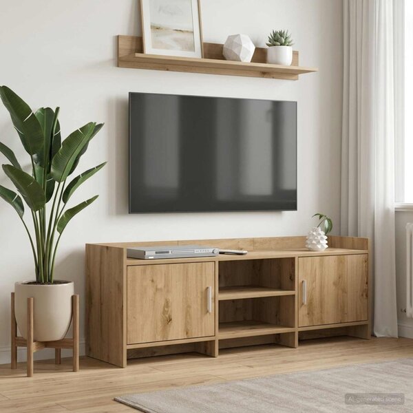 TV szekrény 130 x 33 x 47 cm Kézműves Tölgy Szerelt Fa