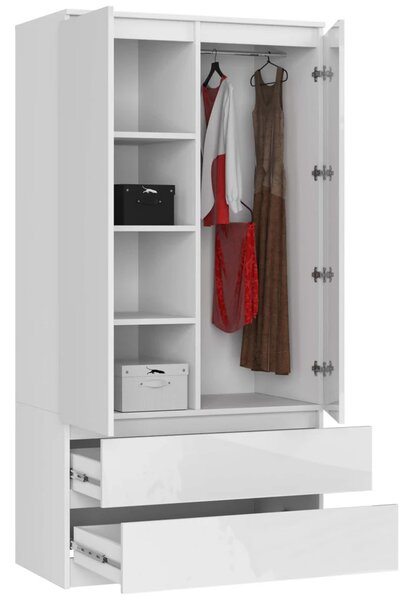 Fiókos szekrény 90 cm LOTA - fehér / fényes fehér