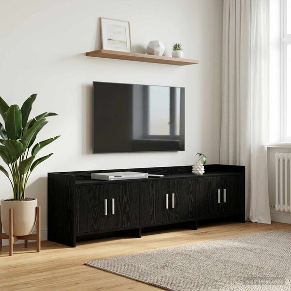 TV szekrény 168 x 33 x 47 cm Fekete Tölgy Szerelt Fa