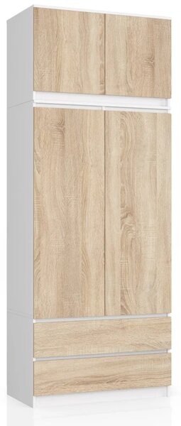 Gardróbszekrény bővíthető 90 cm LOTA - fehér / sonoma tölgy