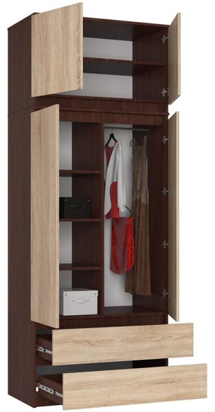 Gardróbszekrény bővíthető 90 cm LOTA - wenge / sonoma tölgy