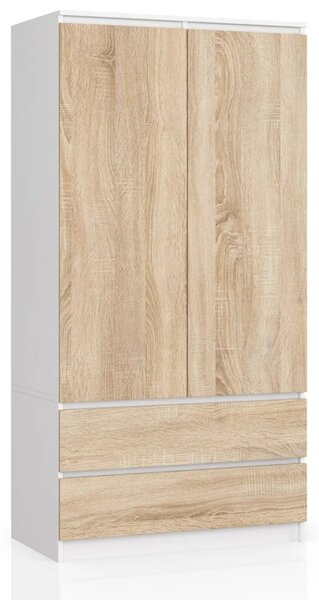 Fiókos gardrób 90 cm LOTA - fehér / sonoma tölgy