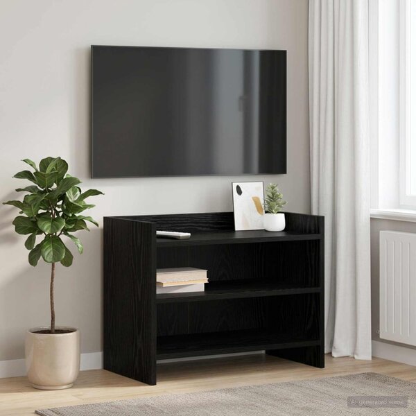 TV szekrény 60 x 33 x 47 cm Fekete Tölgy Szerelt Fa